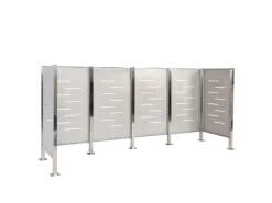 MCW Mülltonnenboxen|Mülltonnen-Zaun J55 Edelstahl 150x325x85cm Silber