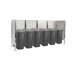MCW Mülltonnenboxen|Mülltonnen-Zaun J55 Edelstahl 150x325x85cm Silber