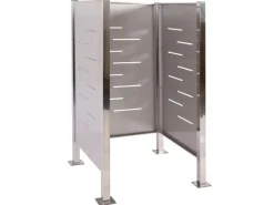 MCW Mülltonnenboxen|Mülltonnen-Zaun J55 Metall Edelstahl 150x85x85cm Silber