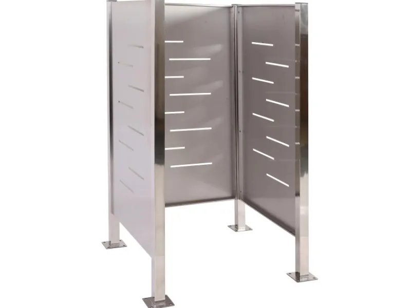 MCW Mülltonnenboxen|Mülltonnen-Zaun J55 Metall Edelstahl 150x85x85cm Silber