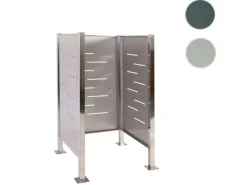 MCW Mülltonnenboxen|Mülltonnen-Zaun J55 Metall Edelstahl 150x85x85cm Silber