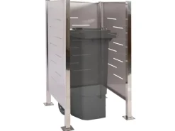 MCW Mülltonnenboxen|Mülltonnen-Zaun J55 Metall Edelstahl 150x85x85cm Silber