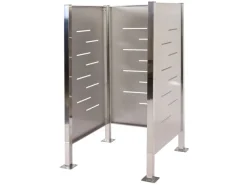 MCW Mülltonnenboxen|Mülltonnen-Zaun J55 Metall Edelstahl 150x85x85cm Silber