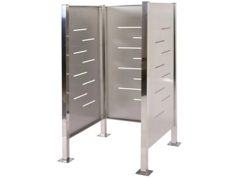 MCW Mülltonnenboxen|Mülltonnen-Zaun J55 Metall Edelstahl 150x85x85cm Silber