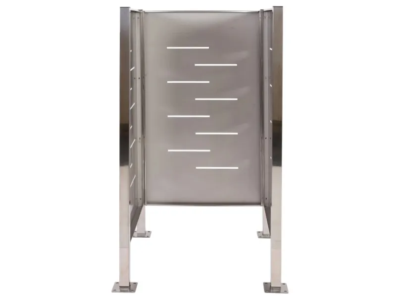 MCW Mülltonnenboxen|Mülltonnen-Zaun J55 Metall Edelstahl 150x85x85cm Silber