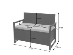 Poly-Rattan 2er Sitzbank F39 -meliert Kissen*MCW Discount