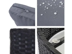 Poly-Rattan Garnitur E17 Rund Polster Dunkelgrau Kissen Terracotta*MCW Hot