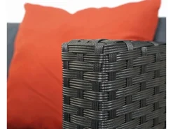 Poly-Rattan Garnitur E17 Rund Polster Dunkelgrau Kissen Terracotta*MCW Hot