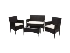 MCW Lounge-Gartenmöbel|Gartenmöbel-Sets|Poly-Rattan Garnitur F55 4-teilig Kissen Creme