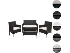 MCW Lounge-Gartenmöbel|Gartenmöbel-Sets|Poly-Rattan Garnitur F55 4-teilig Kissen Creme