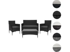 Poly-Rattan Garnitur F55 4-teilig Kissen Dunkelgrau*MCW Discount