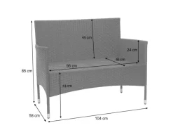Poly-Rattan Garnitur F55 4-teilig Kissen Dunkelgrau*MCW Discount