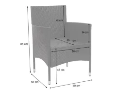 Poly-Rattan Garnitur F55 4-teilig Kissen Dunkelgrau*MCW Discount