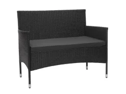 Poly-Rattan Garnitur F55 4-teilig Kissen Dunkelgrau*MCW Discount