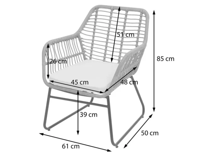 MCW Gartenbänke|Polyrattan Garnitur G17a 4-teilig Polster ohne Dekokissen