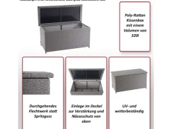 Poly-Rattan Kissenbox D88 250l Basic 51x115x59cm 250l*MCW Best