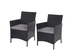 MCW Gartenmöbel-Sets|Lounge-Gartenmöbel|Poly-Rattan Sessel Halden 2er-Set anthrazit Kissen anthrazit
