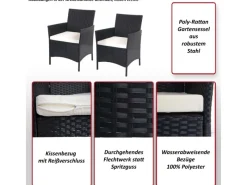 MCW Gartenmöbel-Sets|Lounge-Gartenmöbel|Poly-Rattan Sessel Halden 2er-Set anthrazit Kissen anthrazit
