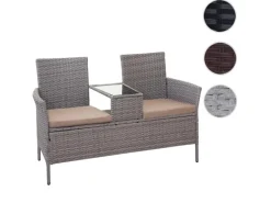 Poly-Rattan Sitzbank mit Tisch E24 Kissen Creme*MCW Online