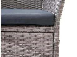 Poly-Rattan Sitzbank mit Tisch E24 Grau Kissen Dunkelgrau*MCW
