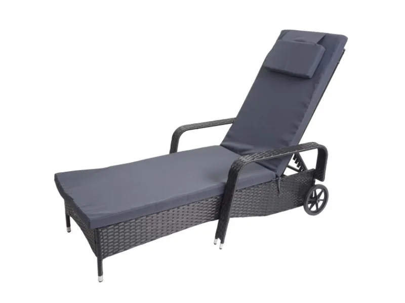 Poly-Rattan Sonnenliege Cesena Kissen Grau*MCW Sale