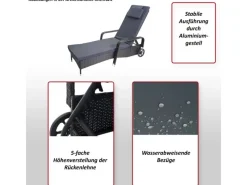 Poly-Rattan Sonnenliege Cesena Kissen Grau*MCW Sale