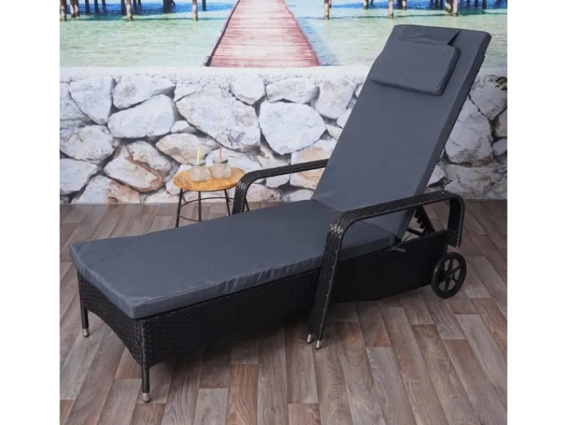 Poly-Rattan Sonnenliege Cesena Kissen Grau*MCW Sale