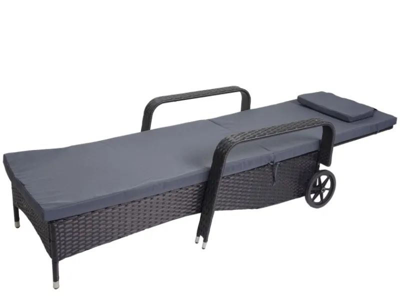 Poly-Rattan Sonnenliege Cesena Kissen Grau*MCW Sale