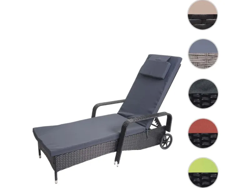 Poly-Rattan Sonnenliege Cesena Kissen Grau*MCW Sale