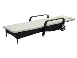 MCW Sonnenliegen|Poly-Rattan Sonnenliege Cesena Kissen beige