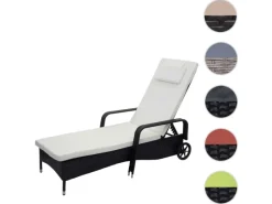 MCW Sonnenliegen|Poly-Rattan Sonnenliege Cesena Kissen beige