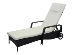 MCW Sonnenliegen|Poly-Rattan Sonnenliege Cesena Kissen beige