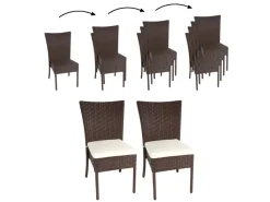 MCW Gartenstühle|Poly-Rattan Stuhl G19 2er-Set Kissen Creme
