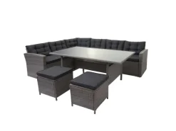 Poly-Rattan-Garnitur A29 Kissen mit 2x Hocker*MCW New