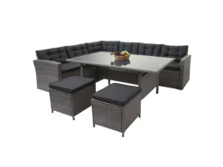 Poly-Rattan-Garnitur A29 Kissen mit 2x Hocker*MCW New