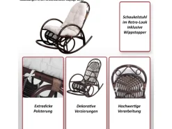 Schaukelstuhl C40 Rattan Auflage Weiß*MCW Outlet