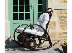 Schaukelstuhl C40 Rattan Auflage Weiß*MCW Outlet