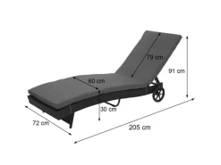 MCW Sonnenliegen|Sonnenliege D80 Kissen Dunkelgrau
