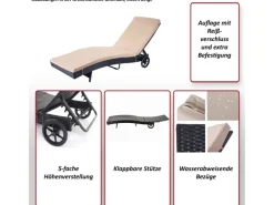 MCW Sonnenliegen|Sonnenliege D80 Kissen Dunkelgrau