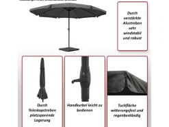 Sonnenschirm Carpi Pro Ø5m mit Ständer*MCW Best