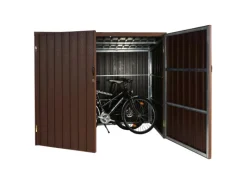 MCW Fahrradboxen|Gartenschränke|WPC-Fahrradgarage J29 Geräteschuppen Fahrradbox Metall Holzoptik Abschließbar 2 Räder 172x213x112cm