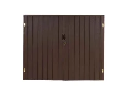MCW Fahrradboxen|Gartenschränke|WPC-Fahrradgarage J29 Geräteschuppen Fahrradbox Metall Holzoptik Abschließbar 2 Räder 172x213x112cm