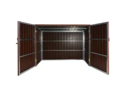 MCW Fahrradboxen|Gartenschränke|WPC-Fahrradgarage J29 Geräteschuppen Fahrradbox Metall Holzoptik Abschließbar 2 Räder 172x213x112cm