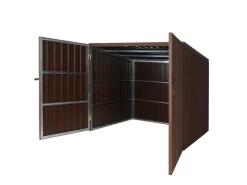 WPC-Fahrradgarage J29 Geräteschuppen Fahrradbox Metall Holzoptik Abschließbar 4 Räder 172x213x160cm*MCW Sale