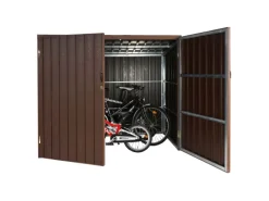 WPC-Fahrradgarage J29 Geräteschuppen Fahrradbox Metall Holzoptik Abschließbar 4 Räder 172x213x160cm*MCW Sale