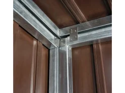 WPC-Fahrradgarage J29 Geräteschuppen Fahrradbox Metall Holzoptik Abschließbar 4 Räder 172x213x160cm*MCW Sale