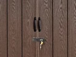 WPC-Fahrradgarage J29 Geräteschuppen Fahrradbox Metall Holzoptik Abschließbar 4 Räder 172x213x160cm*MCW Sale