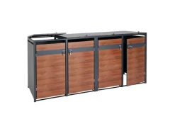XL Mülltonnenverkleidung J82 4er/8er Kirsche-Holzoptik Dunkelbraun 117x290x98cm*MCW New