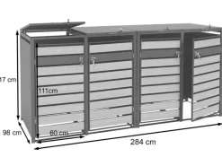 MCW Mülltonnenboxen|XL Mülltonnenverkleidung J81 4er/8er Kirsche-Holzoptik Dunkelbraun 117x284x98cm