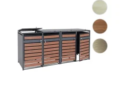 MCW Mülltonnenboxen|XL Mülltonnenverkleidung J81 4er/8er Kirsche-Holzoptik Dunkelbraun 117x284x98cm
